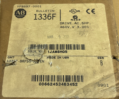 ALLEN BRADLEY 1336F-BRF50-AA-EN AC FREQ. DRIVE SER.B 460VAC 5HP 50/60HZ