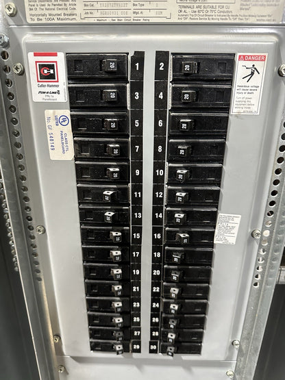 Cutler Hammer PRL1A 150A 3PH Panelboard 120/208V 30 Space Main w/ Clipper System