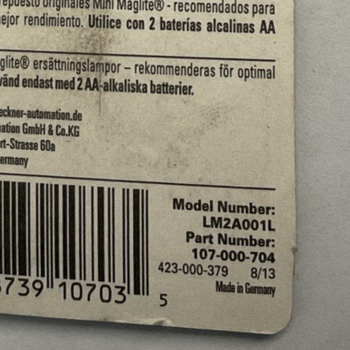 MAGLIGHT LM2A001L MINI MAGLIGHT BULB PACK OF 2*****LOTOF6****