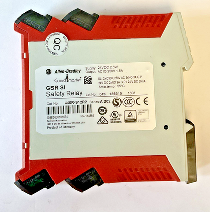 ALLEN BRADLEY 440R-S12R2 SAFETY RELAY SER.A 202 24VDC GSR SI