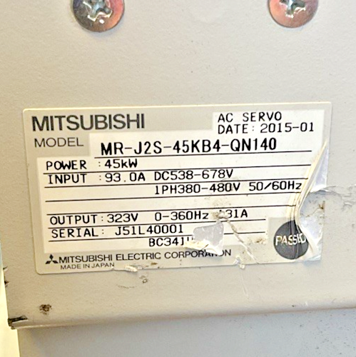 MITSUBISHI MR-J2S-45KBA-QN140 SERVO DRIVE 45KW 93.0A 480VAC