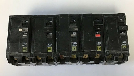 SQUARE D QO215 CIRCUIT BREAKER 15A 120/240VAC 2POLE***LOTOF5***