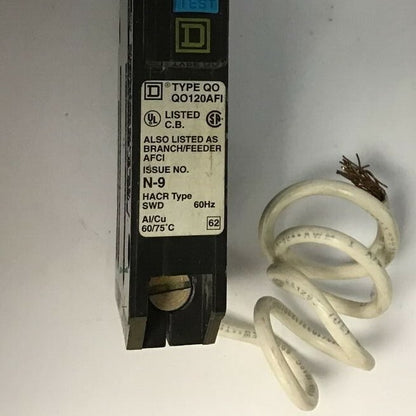SQUARE D QO120AFI CIRCUIT BREAKER 20A 120VAC 1POLE