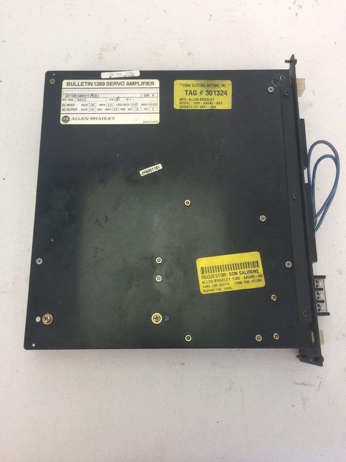 ALLEN BRADLEY 1389-AA045 SERVO AMPLIFIER SER A INPUT 310VDC 5.5A OUTPUT 210VAC