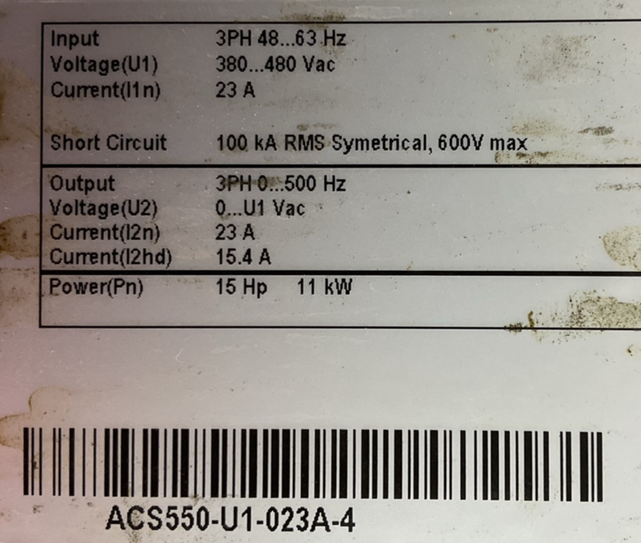 ABB ACS550-U1-023A-4 AC DRIVE 15HP 11kW ACS-CP-A