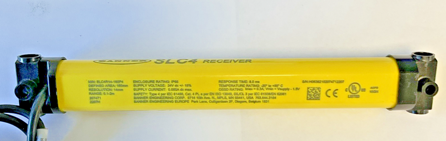 BANNER SLC4E14-160P4 EMITTER 24VDC W/ SLC4R14-160P4 RECIEVER 24VDC 0.1-2M