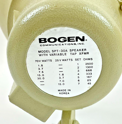 BOGEN SPT-30A HORN LOUDSPEAKER W/ VARIABLE TAP XFMR