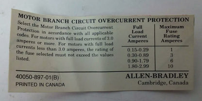 ALLEN BRADELY 600-TQX110 SER.B, MANUAL MOTOR STARTER  240V, NO KEY