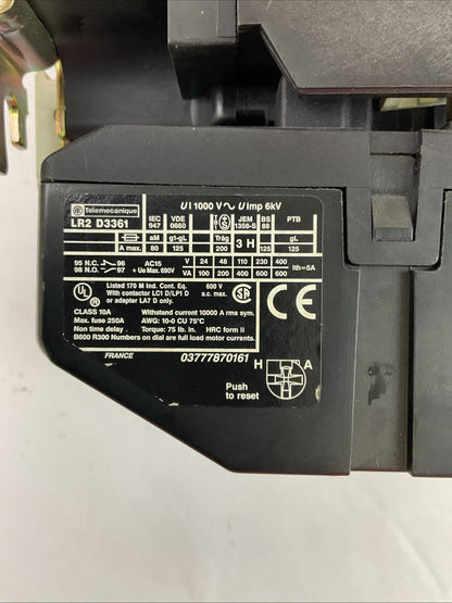 TELEMECHANIQUE STARTER (LC1 D80 11 CONTACTOR 600VAC COIL 120V+LR2 D3361 55-70A)