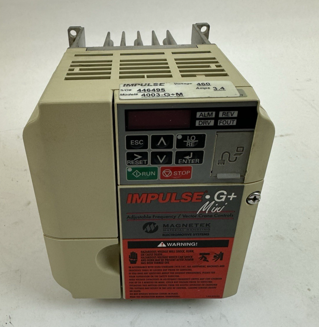 MAGNETEK IMPULSE DRIVE G+ MINI 4003-G+M CIMR-VU4A0004FAA REV A 480V