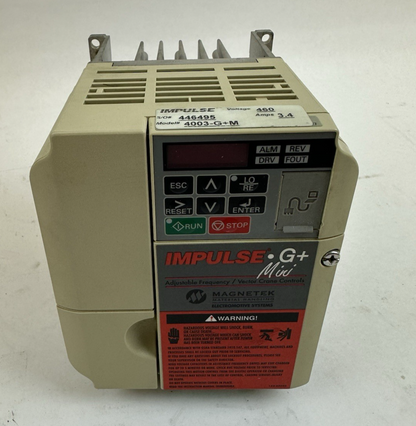 MAGNETEK IMPULSE DRIVE G+ MINI 4003-G+M CIMR-VU4A0004FAA REV A 480V