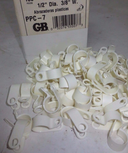 GARDNER BENDER (GB) PPC-7 PLASTIC CABLE CLAMPS 1/2" DIAMETER, 3/8" W - LOT of 78