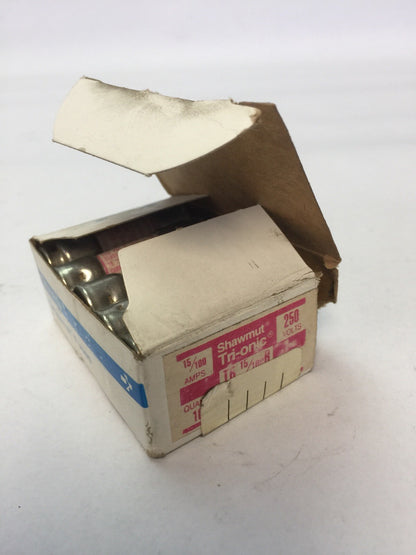 SHAWMUT TRI-ONIC TR15/100R TIME DELAY FUSE 15/100A 250VAC CLASS RK5 (BOX OF 10)
