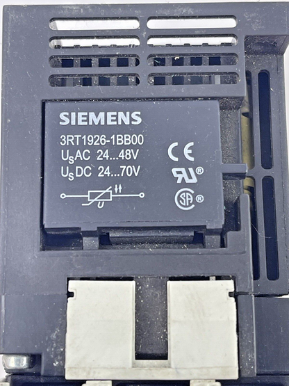 SIEMENS 3RT1036-3BB40 - CONTACTOR - W/ 3RH1921-2HA31 AUX BLOCK AND 3RT1926-1BB00