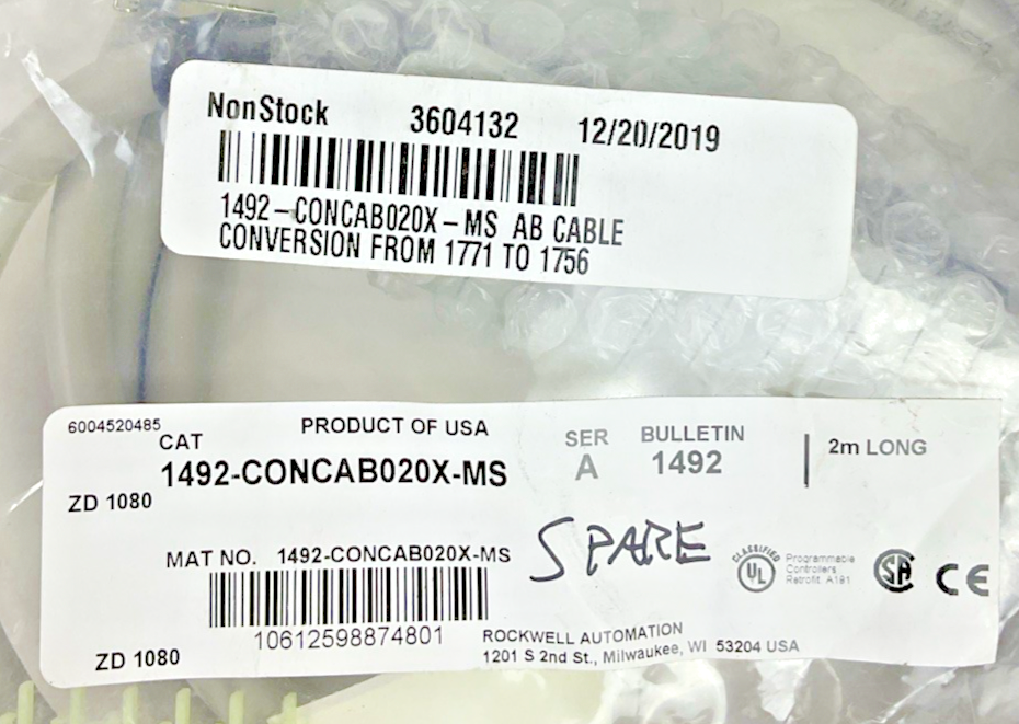 ALLEN BRADLEY 1492-CONCAB020X-MS AB CONVERSION CABLE SER.A 2 METERS LONG