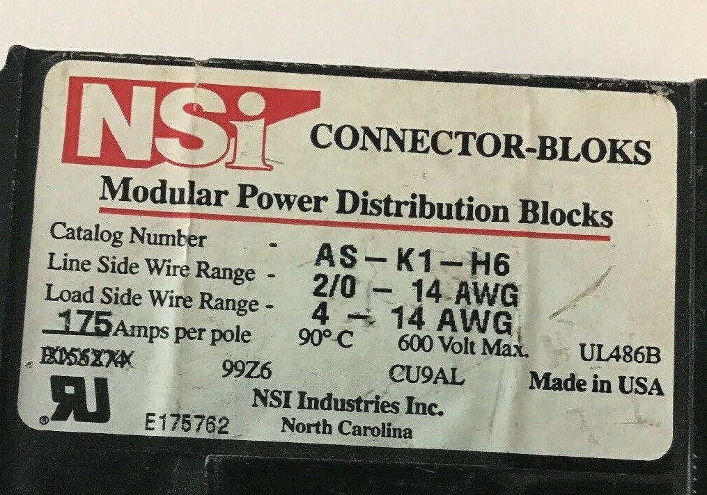 NSI AS-K1-H6 MODULAR POWER DISTRIBUTION BLOCK