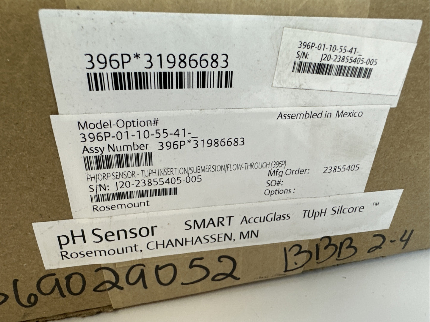 ROSEMOUNT 396P*31986683 pH/ORP SENSOR TUPH INSERTION/SUBMERSION/FLOW-THROUGH