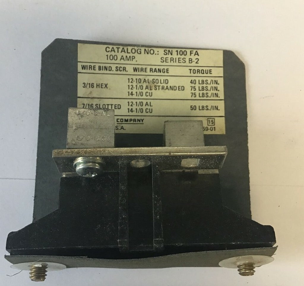 SQUARE D SN100FA,SER.B2  NEUTRAL ASSEMBLY 100A  277/480VAC 125/250VDC***LOTOF2**