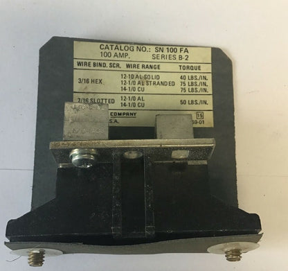 SQUARE D SN100FA,SER.B2  NEUTRAL ASSEMBLY 100A  277/480VAC 125/250VDC***LOTOF2**