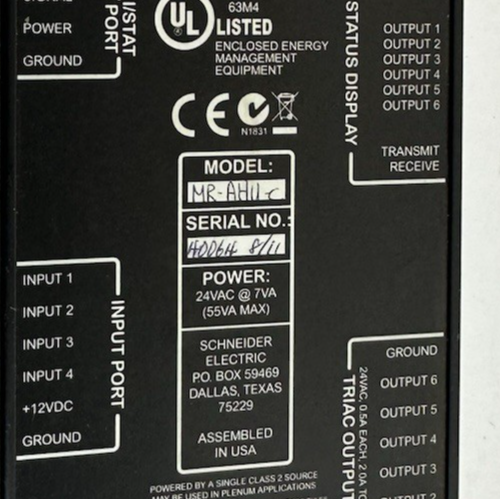 SCHNEIDER ELECTRIC MR-AHU-C MICRO-REGULATOR 330815-02
