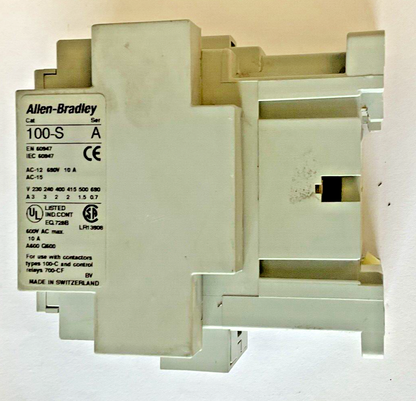 ALLEN BRADLEY 100-C09*10 CONTACTOR SER.A W/ 100-S AUX CONTACT SER.A