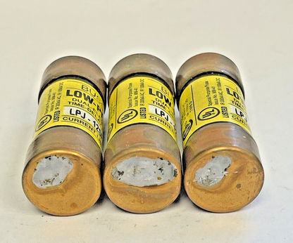 BUSS *LOT OF 3* LPJ-12SP  LOW-PEAK DUAL-ELEMENT TIME-DELAY FUSE 12A 600VAC