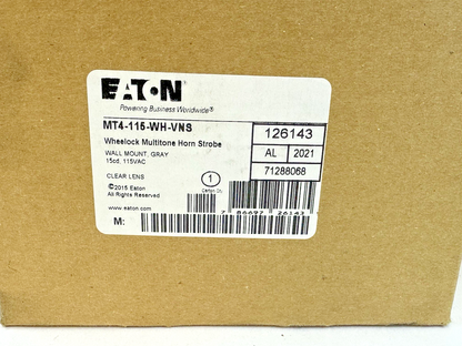 EATON WHEELOCK MT4-115-WH-VNS MULTITONE STROBE WALL MOUNT GRAY 115VAC 15CD