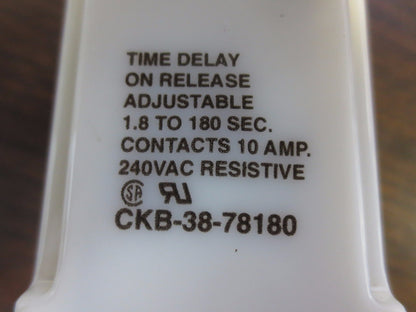 POTTER & BRUMFIELD CKB-38-78180 TIME DELAY RELAY 1.8 to 180 SEC 10A, 240VAC