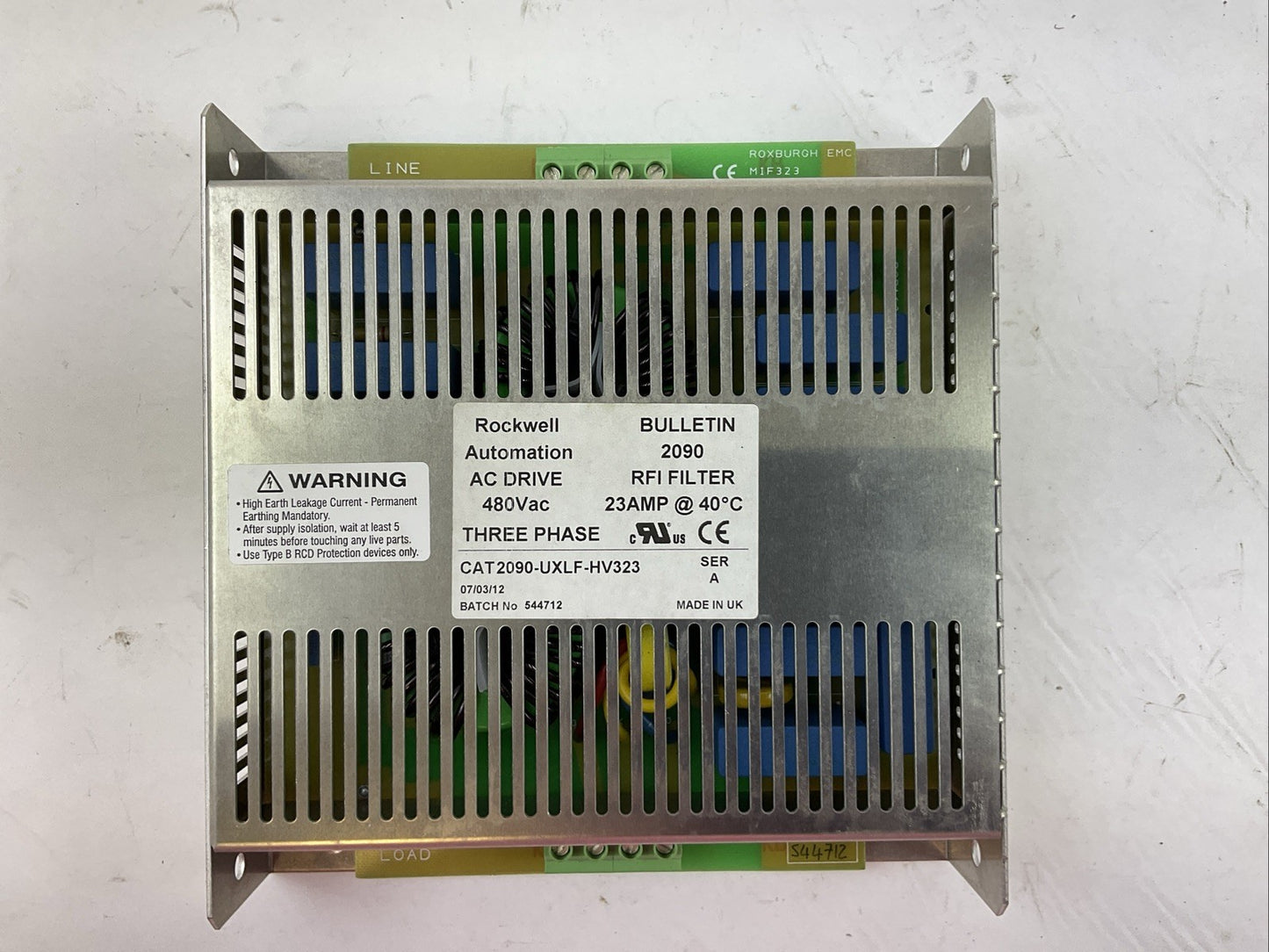 ROCKWELL 2090-UXLF-HV323 480VAC AC DRIVE RFI FILTER THREE PHASE 23AMP @ 40°C
