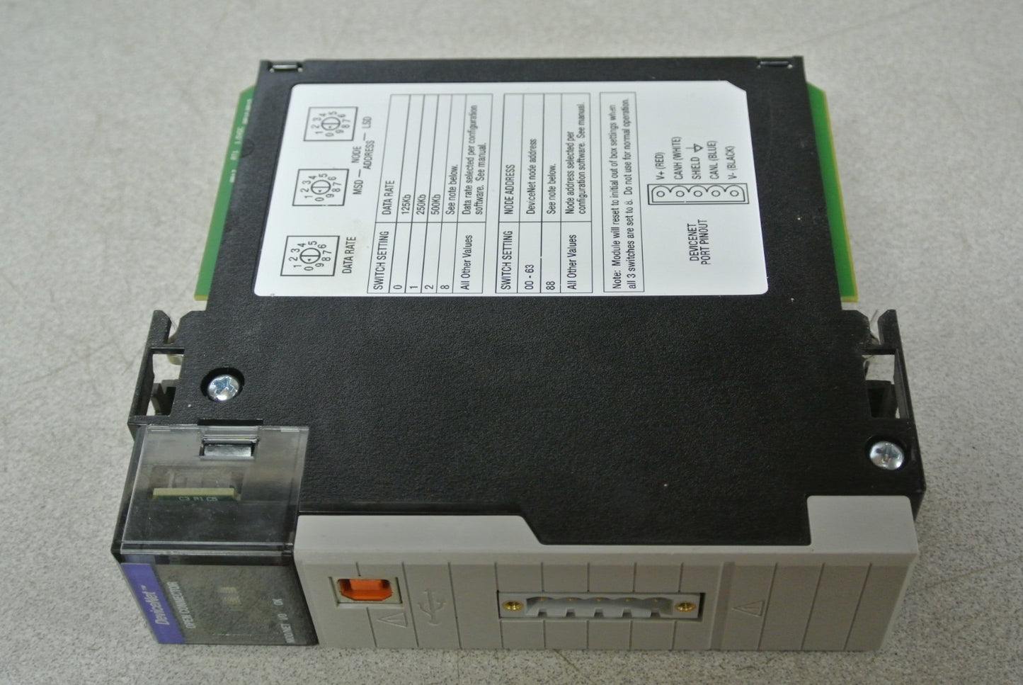 ALLEN-BRADLEY 1756-DNB DEVICENET BRIDGE SCANNER MODULE SER.E 25VDC