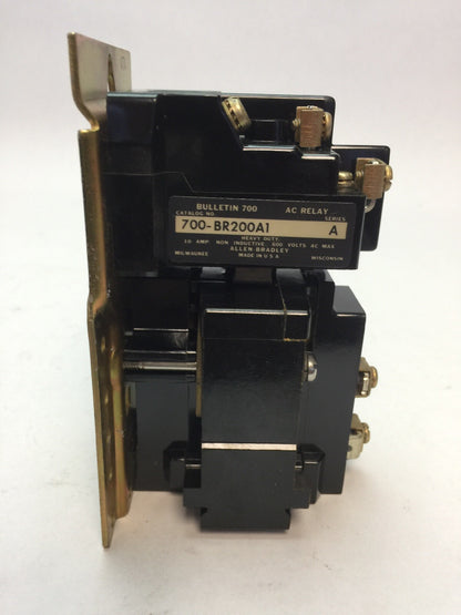 ALLEN BRADLEY 700-BR200A1 AC RELAY 600VAC 10AMP 2POLE 2NO 76A86 COIL 120V 60CY