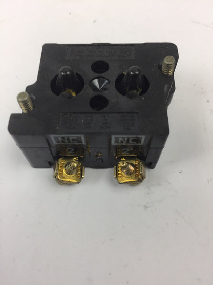 CUTLER HAMMER 10250T/91000T CONTACT BLOCK 2 N.C. 600 VOLT