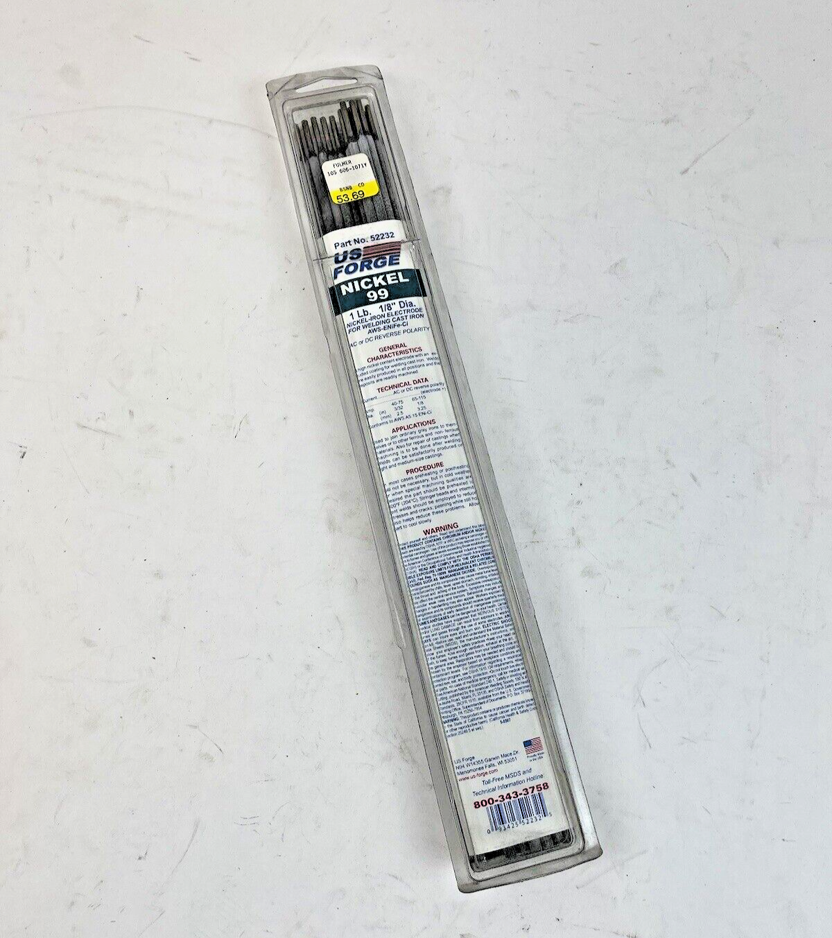 US FORGE - 52232 -  WELDING ELECTRODES - NICKEL 99, 1/8 x 14", 1 lb