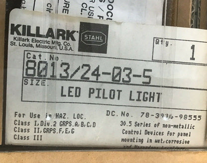 KILLARK 8013/24035 LED PILOT LIGHT GREEN 110/127VAC 30.5 SERIES