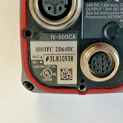 KEYENCE IV-500CA VISION SENSOR 24VDC1.0A CLASS2 *NO LENS COVER*