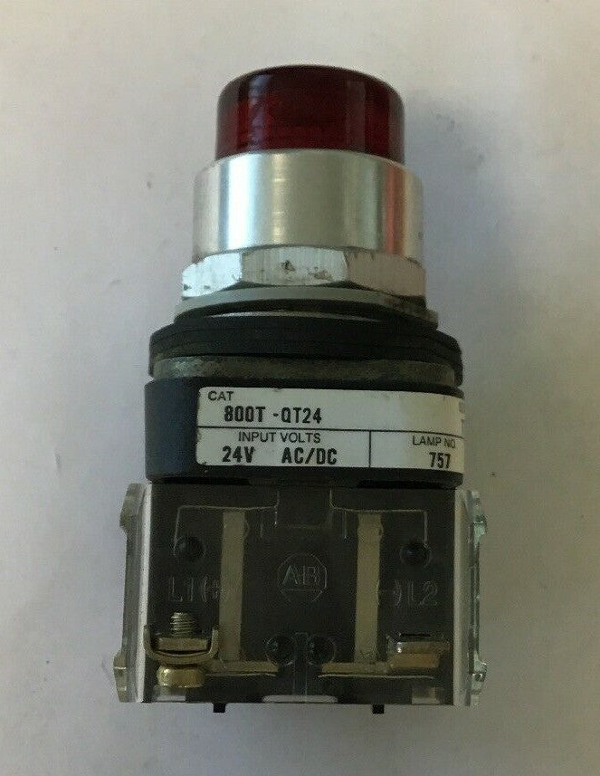ALLEN BRADLEY 800T-QT24 SER.T RED PUSHBUTTON SWITCH 24VAC/DC #757 LAMP