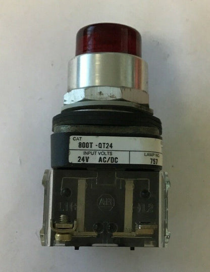 ALLEN BRADLEY 800T-QT24 SER.T RED PUSHBUTTON SWITCH 24VAC/DC #757 LAMP
