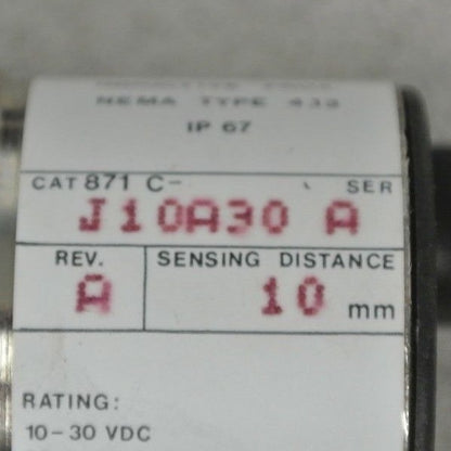 ALLEN-BRADLEY 871C-J10A30 CYLINDRICAL INDUCTIVE PROXIMITY SWITCH / 10-30VDC 18mm