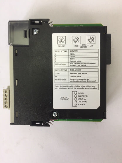 ALLEN BRADLEY 1756-DNB DEVICENET COMMUNICATION MODULE SER D 24VDC F/W REV 11.003