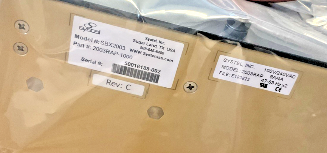 SYSTEL DEMATIC SBX2003 2003RAP-1000 REV.C INDUSTRIAL COMPUTER 120/240VAC 8/4A
