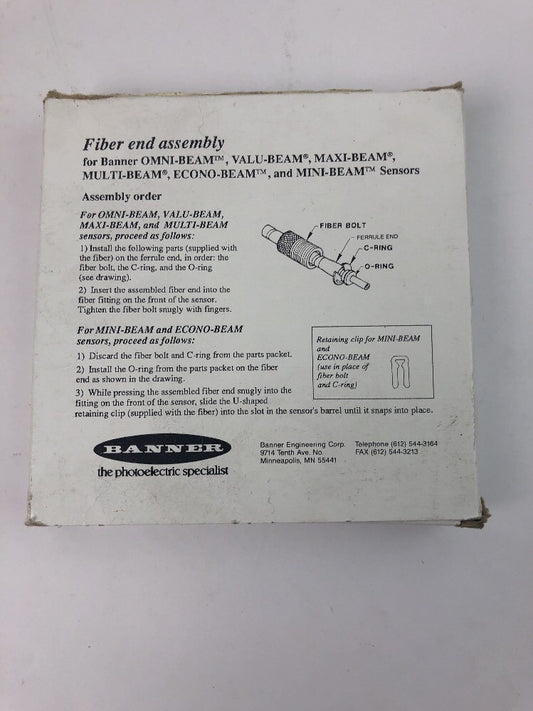 BANNER FIBER END ASSEMBLY MODEL BF2.56S