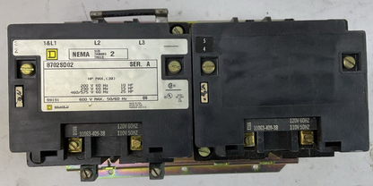 SQUARE D 8702SD02 REVERSING CONTACTOR SER A 600V 25HP 31063-409-38 COIL 120V 60H