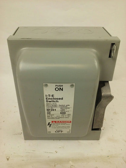 SIEMENS I-T-E NF351 H.D. ENCLOSED SWITCH, 30A, 3PH, 600V, TYPE 1 INDOOR, NEW