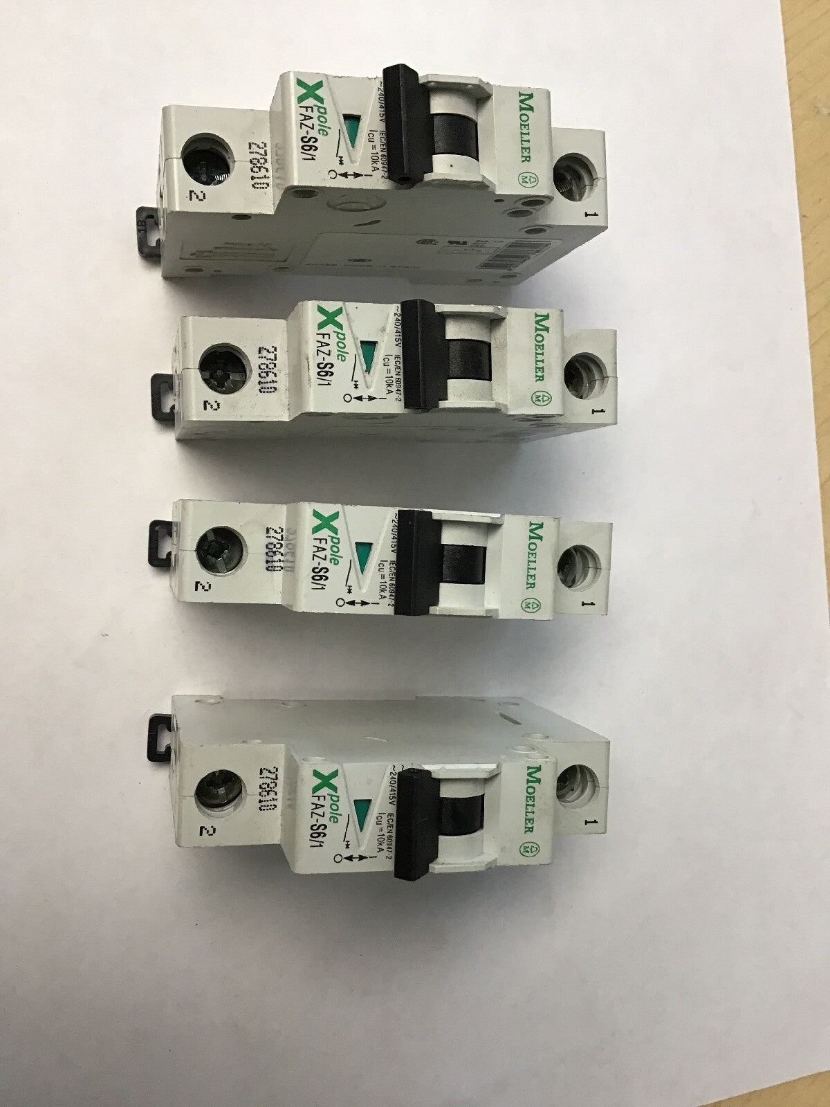 MOELLER FAZ-S6/1  CIRCUIT BREAKER 240VAC/415V 1POLE (LOT OF 4)