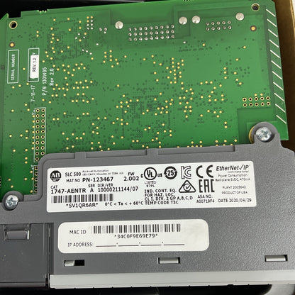 ALLEN BRADLEY 1747-AENTR ETHERNET/IP  COMMUNICATIONS MODULE VER.07 FW:2.002