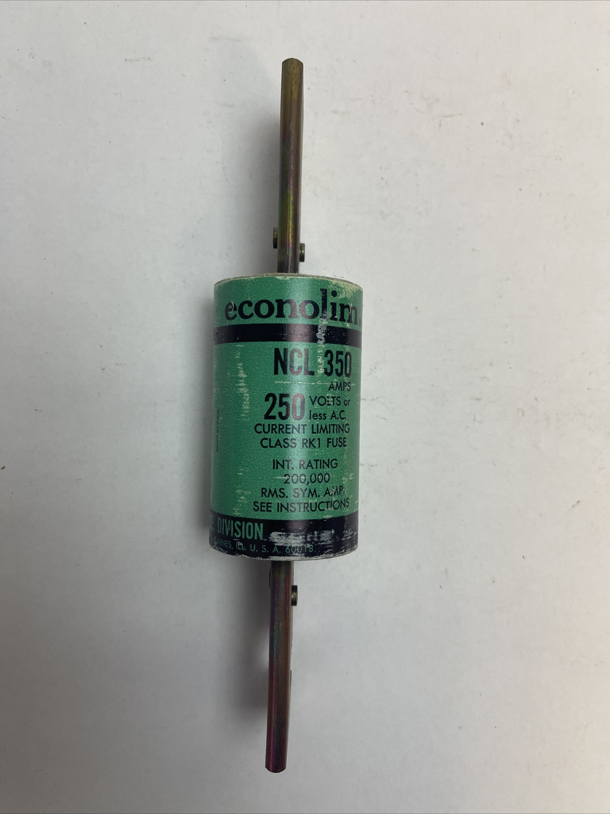 ECONOMY ECONOLIM NCLR350 CURRENT LIMITING CLASS RK1 FUSE 350AMP 250VAC