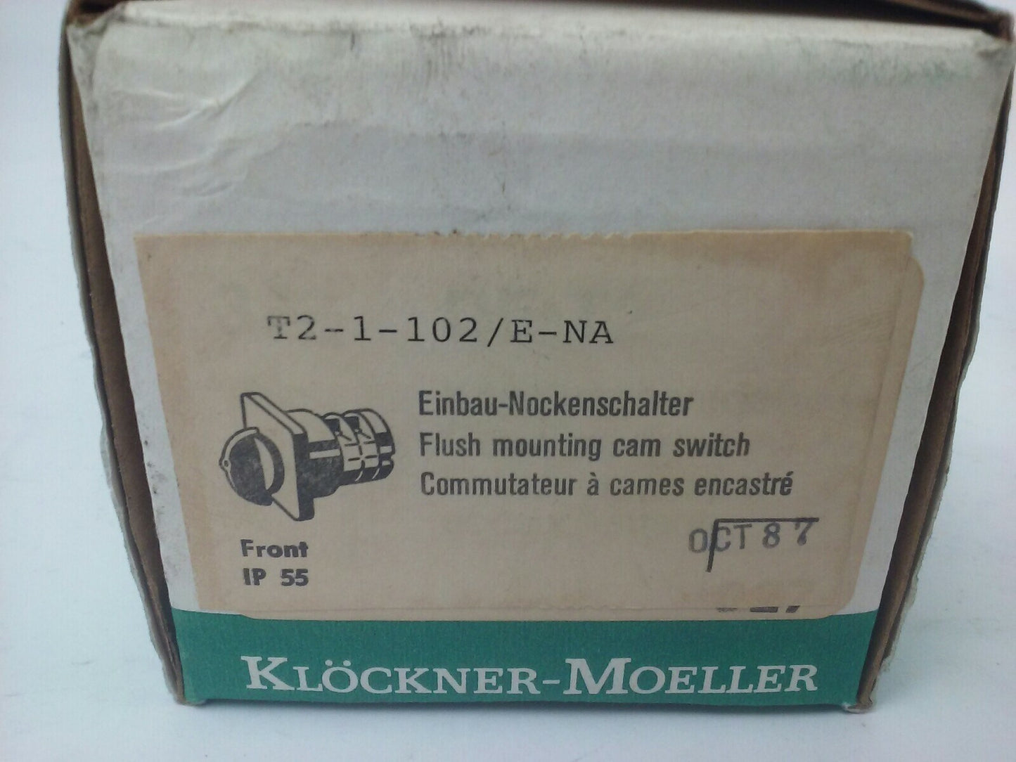 KLOCKNER MOELLER T2-1-102/E-NA FLUSH MOUNTING CAM SWITCH 3PH 25A 300VAC 7 1/2HP