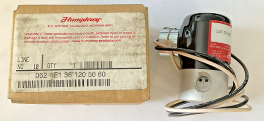 HUMPHREY 062 4E1 36 SOLENOID VALVE 0-125PSI 120V 50/60HZ