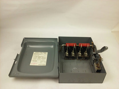 SQ. D HU462EI, SER. A1, H.D. SAFETY SWITCH, 60A, 240/480/600V, 2PH, NON FUSIBILE