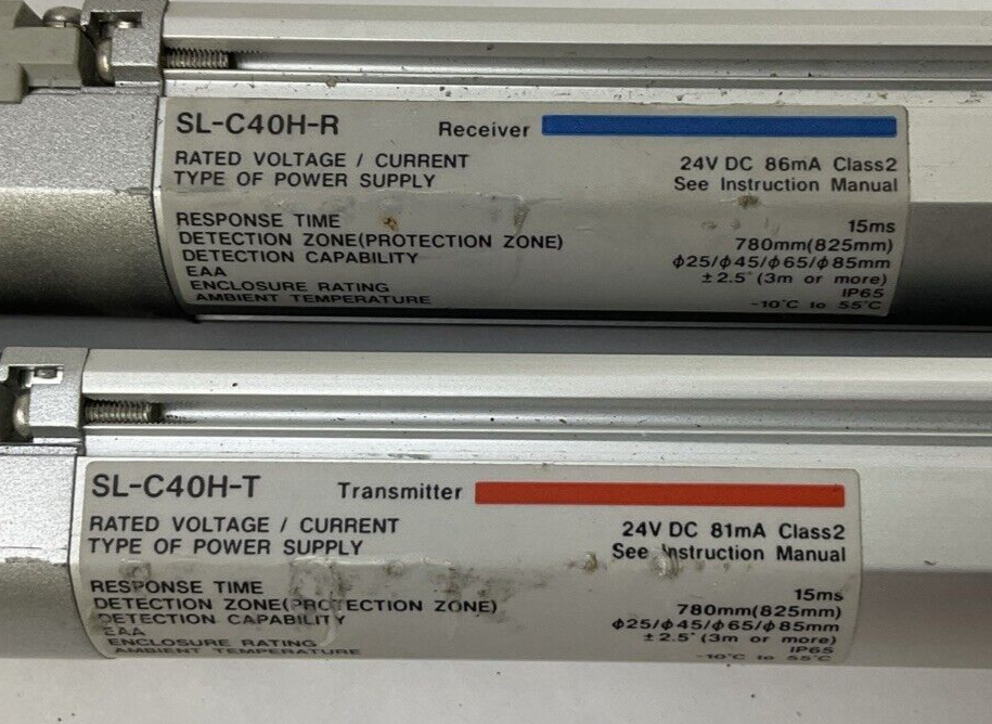 KEYENCE LIGHT CURTAIN SL-C40H-R RECEIVER SL-C40H-T TRANSMITTER 24VDC